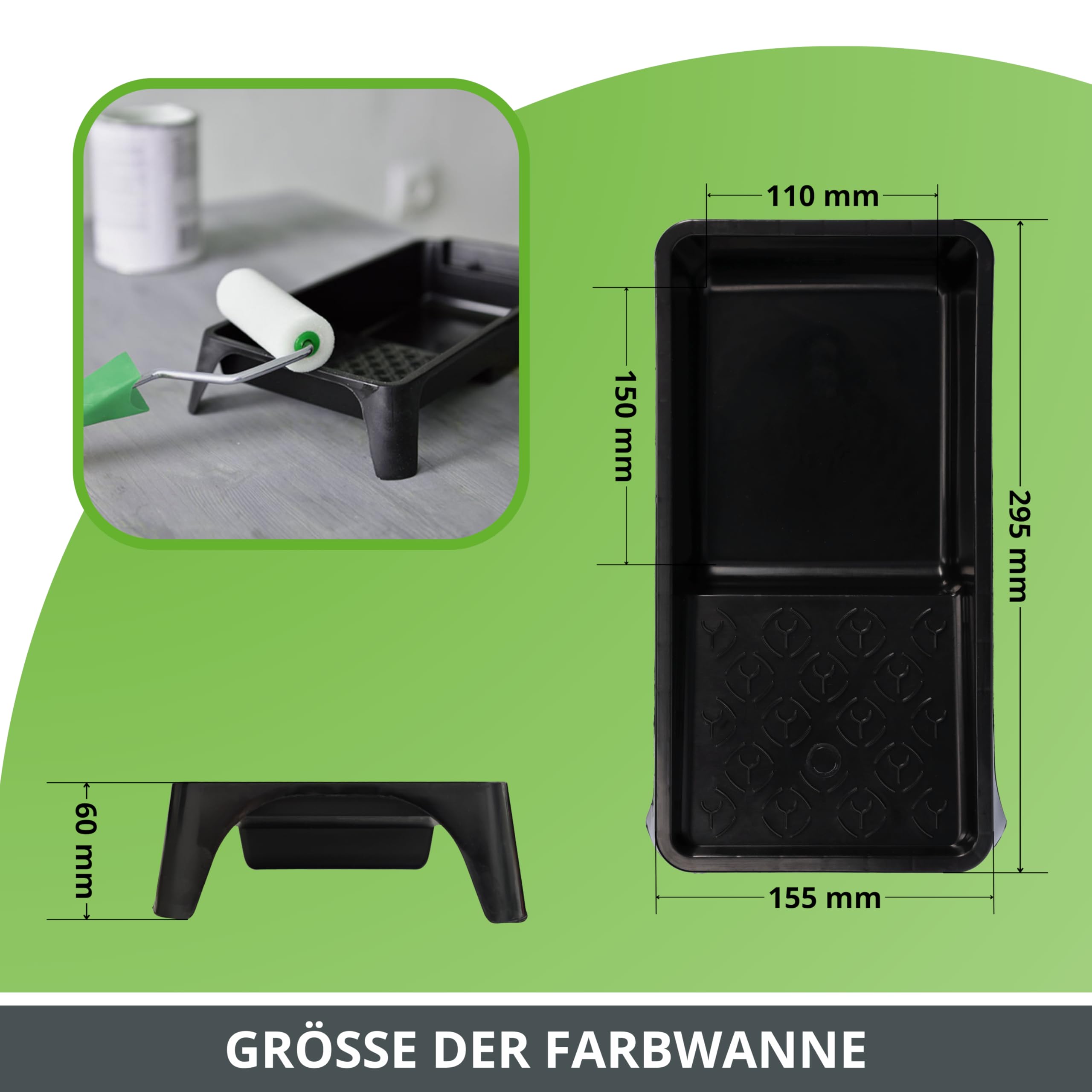 ToolSpace Uniwersalny Zestaw Mini do Malowania Mebli Małych Powierzchni 4 Wałki w Tym 2xWkład Moltopren 10cm 2xWkład Girpaint 11cm Pędzel Malarski Rączka Kuweta Średnia 7 Elementów