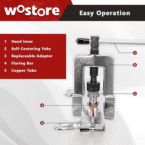 Miniatura 5 de Wostore Kit de herramientas de estampación para tubería de aluminio de plástico de cobre con cortador de tubos y llave de trinquete
