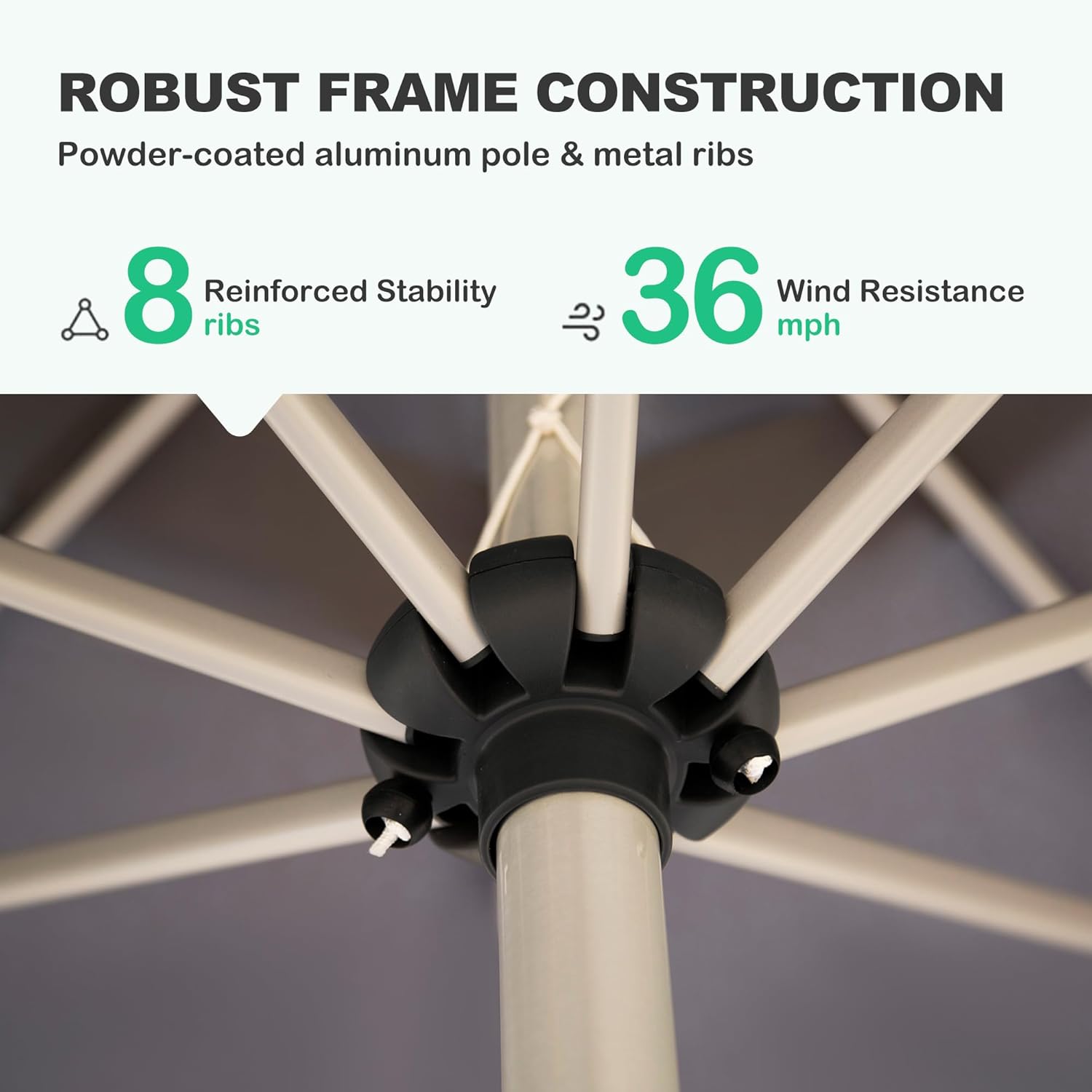 Domi 10FT Outdoor Patio Umbrella, Aluminum Large Table Umbrellas with 8 Sturdy Ribs, Tilt and Sun Umbrellas for Outdoor, Garden, Deck, Backyard and Pool (10FT, Gray)