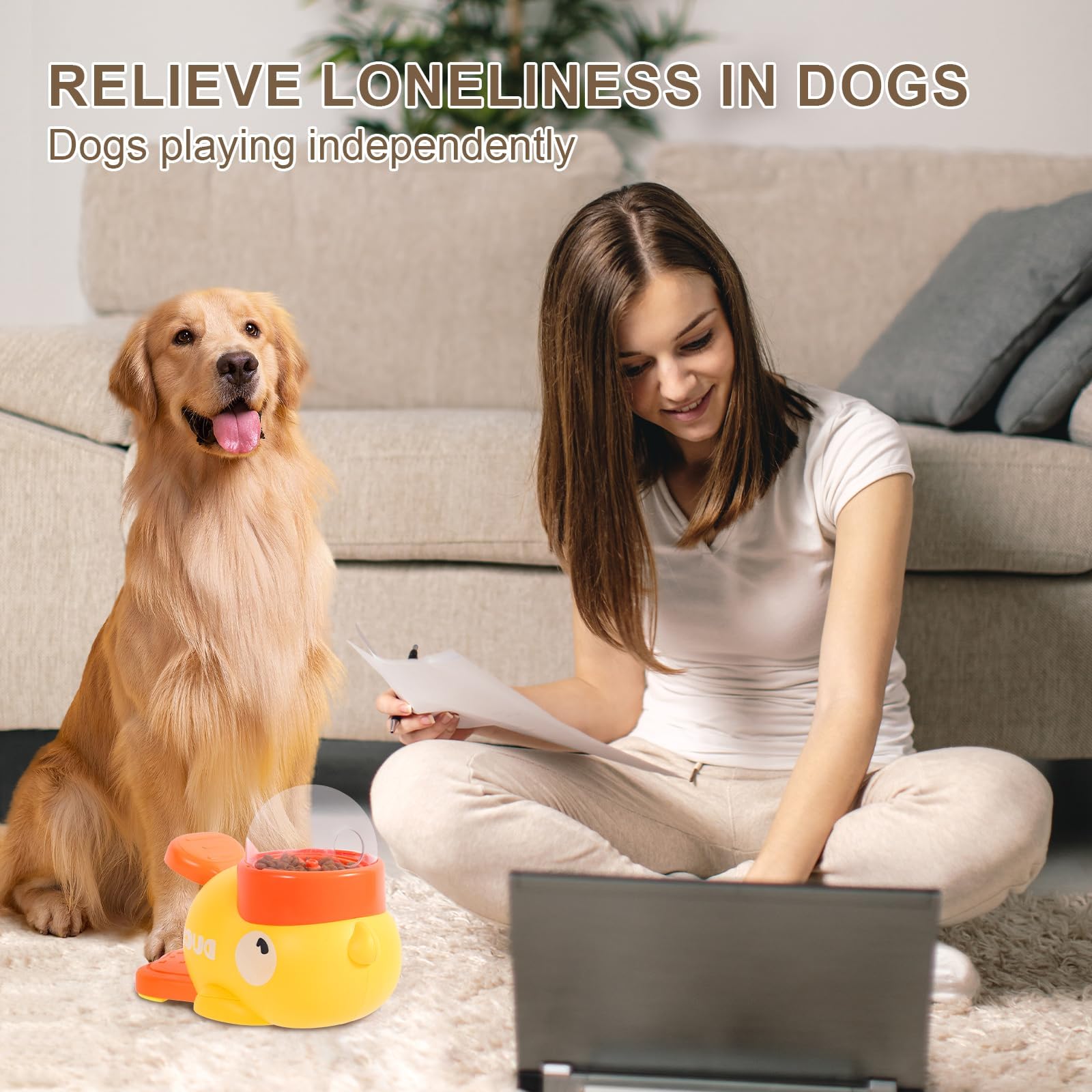 Distributeur de friandises en forme de canard, jouet distributeur de nourriture pour chien, jouet 2 en 1 interactif pour chien à alimentation lente, gamelles pour chat, jouets d'enrichissement mental