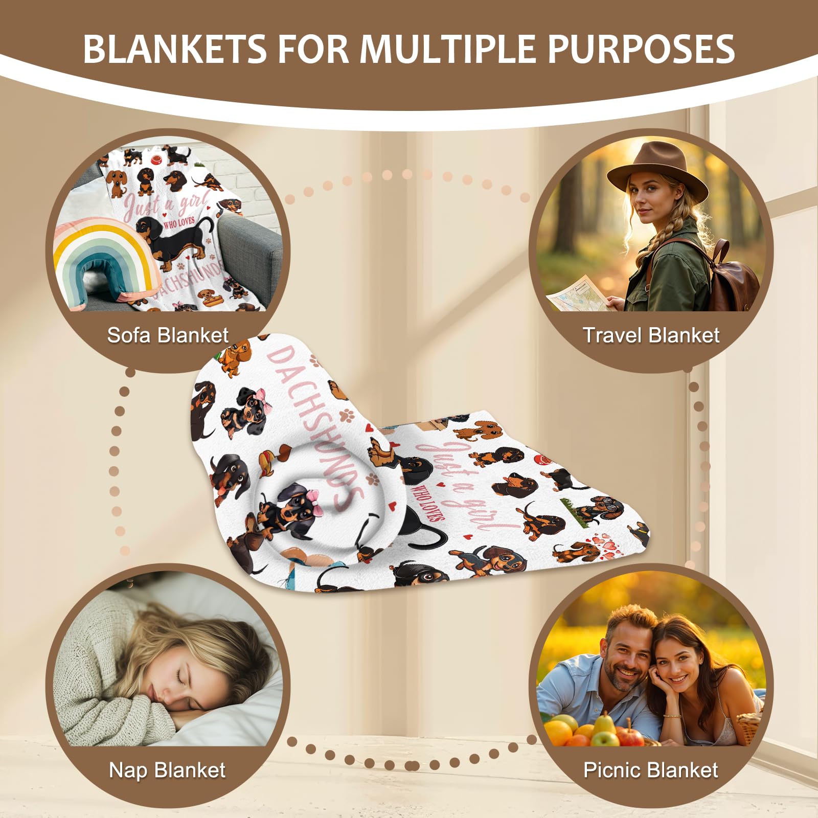 Yasrlvun Dachshund Gifts for Women Men Sausage Dog Gift 50 x 60 In Dachshund Blanket Christmas Thanksgivings Sausage Dog Lover Present - Image 4