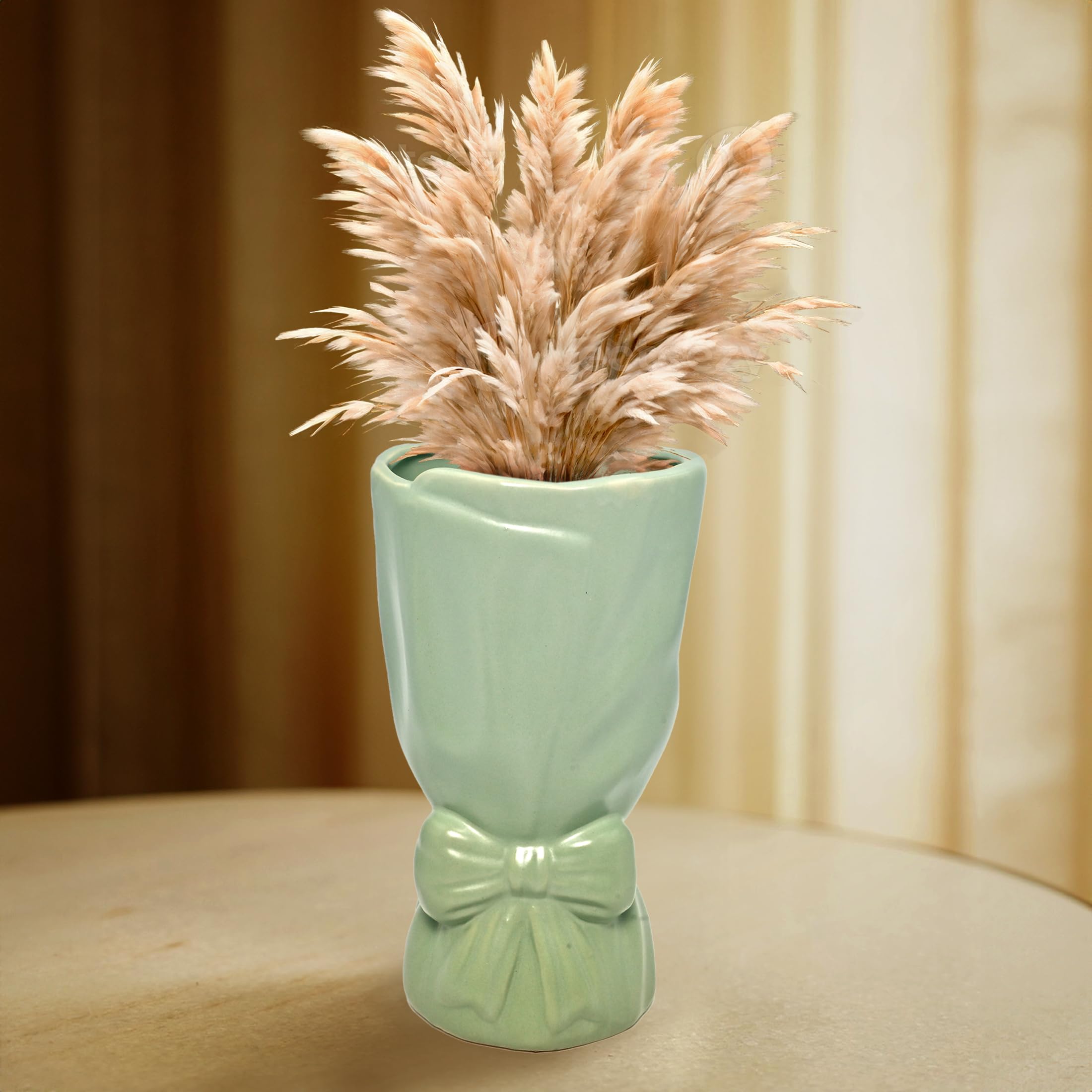 Cortina Ceramic Flower Vase for Home Decor - Flower Vase for Dining Table - Pamper Glass Decorative Ceramic Vase | Aesthetic Flower Vase for Office - 10x18 CM - Green - 1 Pc (B0DFCXQ19Z) Amazon Price History, Amazon Price Tracker