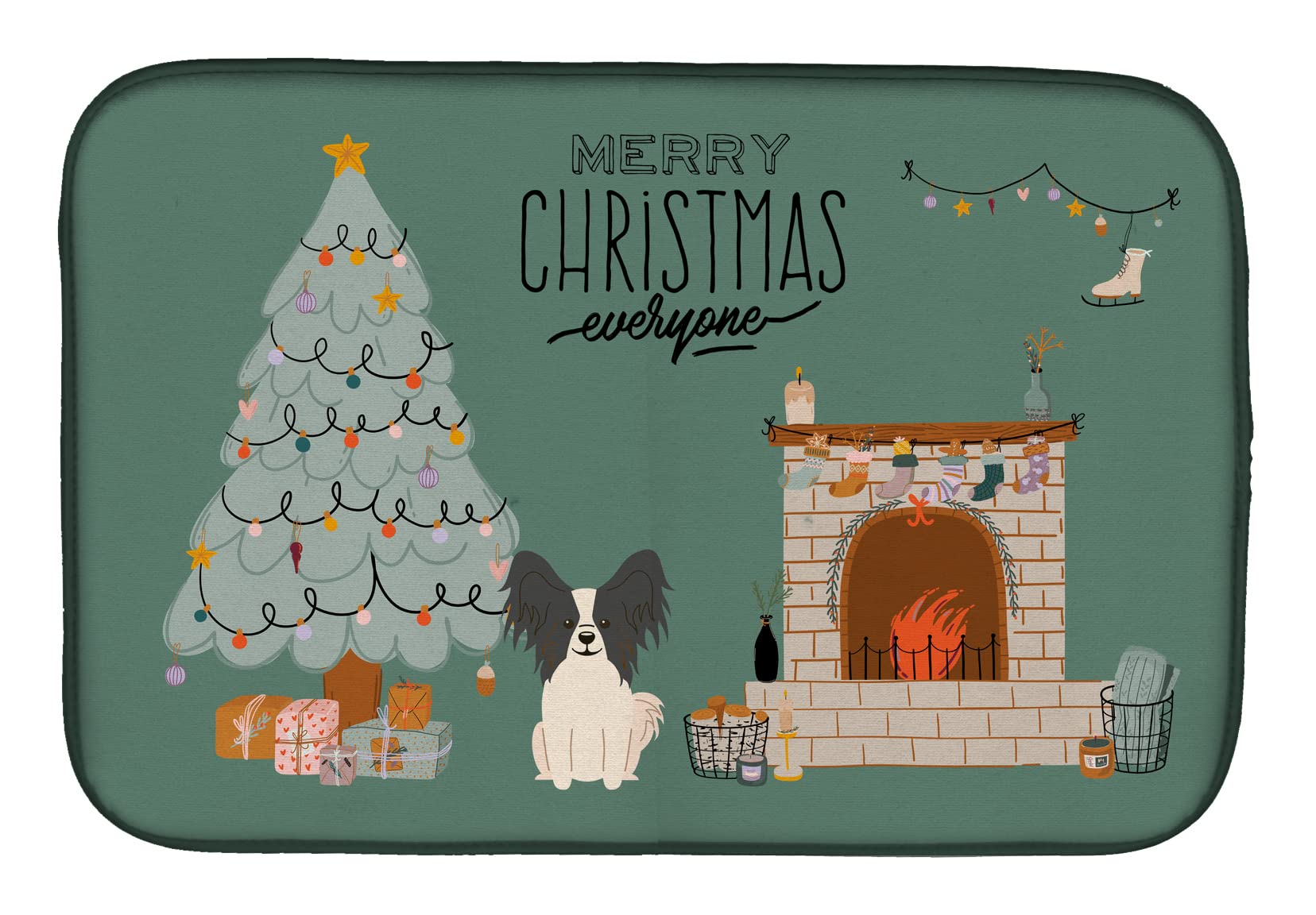 Tapis de séchage de vaisselle design papillon noir et blanc en polyester