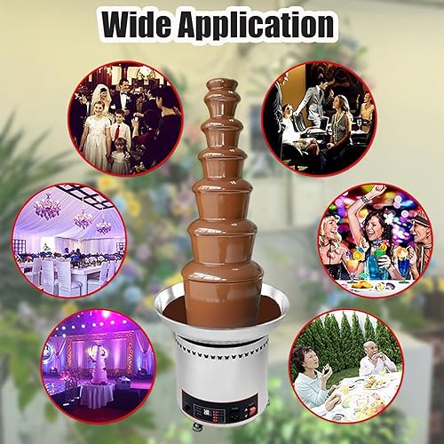 Miniatura 10 de INTSUPERMAI - Máquina de fusión de cascada profesional con control digital de acero inoxidable 304 para bodas, fiestas, eventos, restaurantes, 110 V