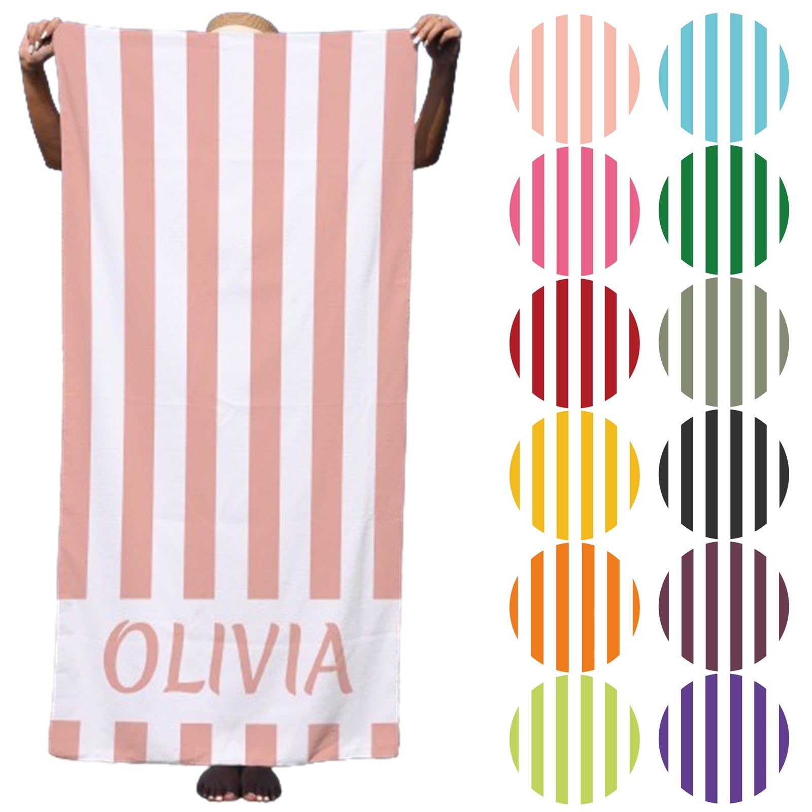 Lifemaison Personalised Beach Towel Custom Bath Towels With Name For Adults Kids,Quick Dry,Sand-free,Lightweight,Microfibre Customised Beach Towel for Bath Beach,Summer,Fitness,Swimming,Color-8