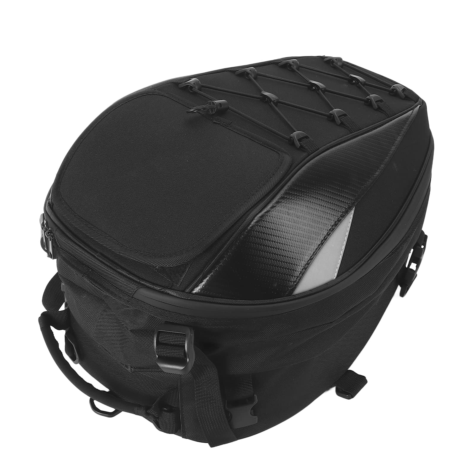 Bolsa de Asiento Trasero para Motocicleta, Mochila para Conductor de Gran Capacidad, Bolsa Trasera Universal Transpirable con múltiples Bolsillos, Estructura de Nailon Duradera