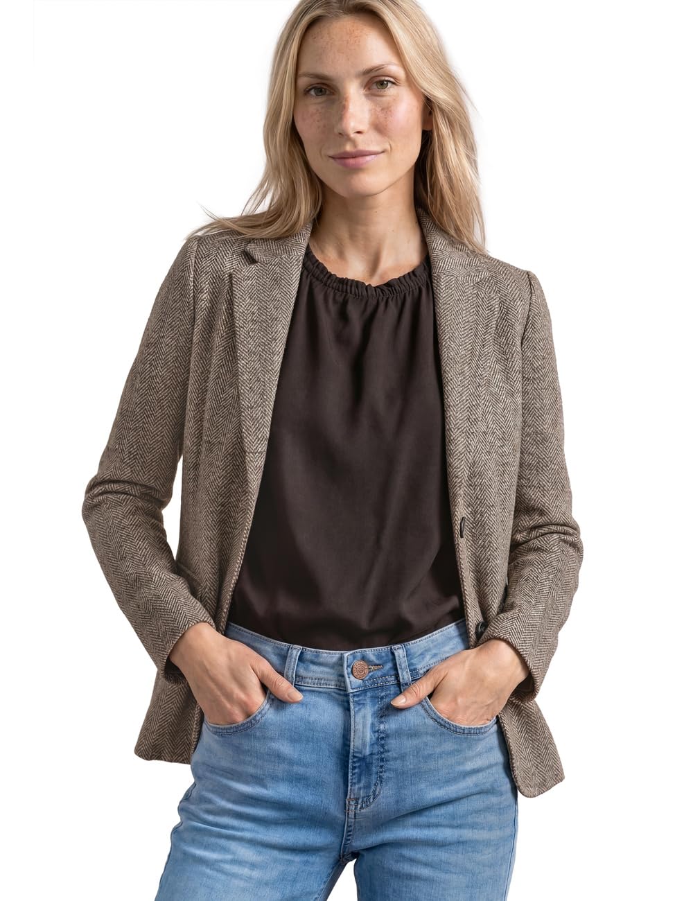 Street One Damen Basic Blazer mit Reverskragen und Dessin
