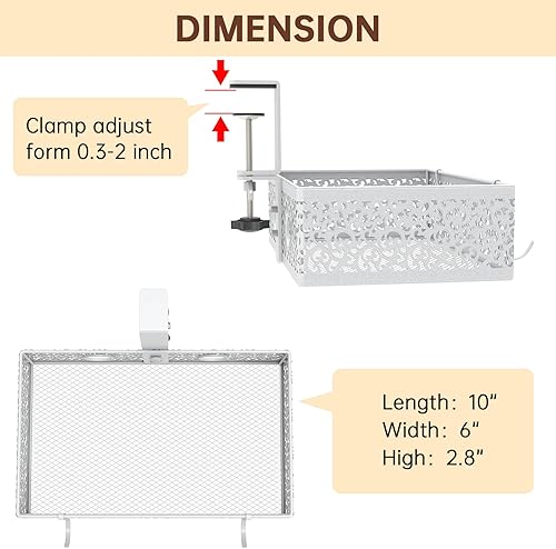 Miniatura 7 de Paquete de 2 cestas de almacenamiento para debajo del escritorio, giratorio de 360, organizador de escritorio oculto duradero para escritorio de