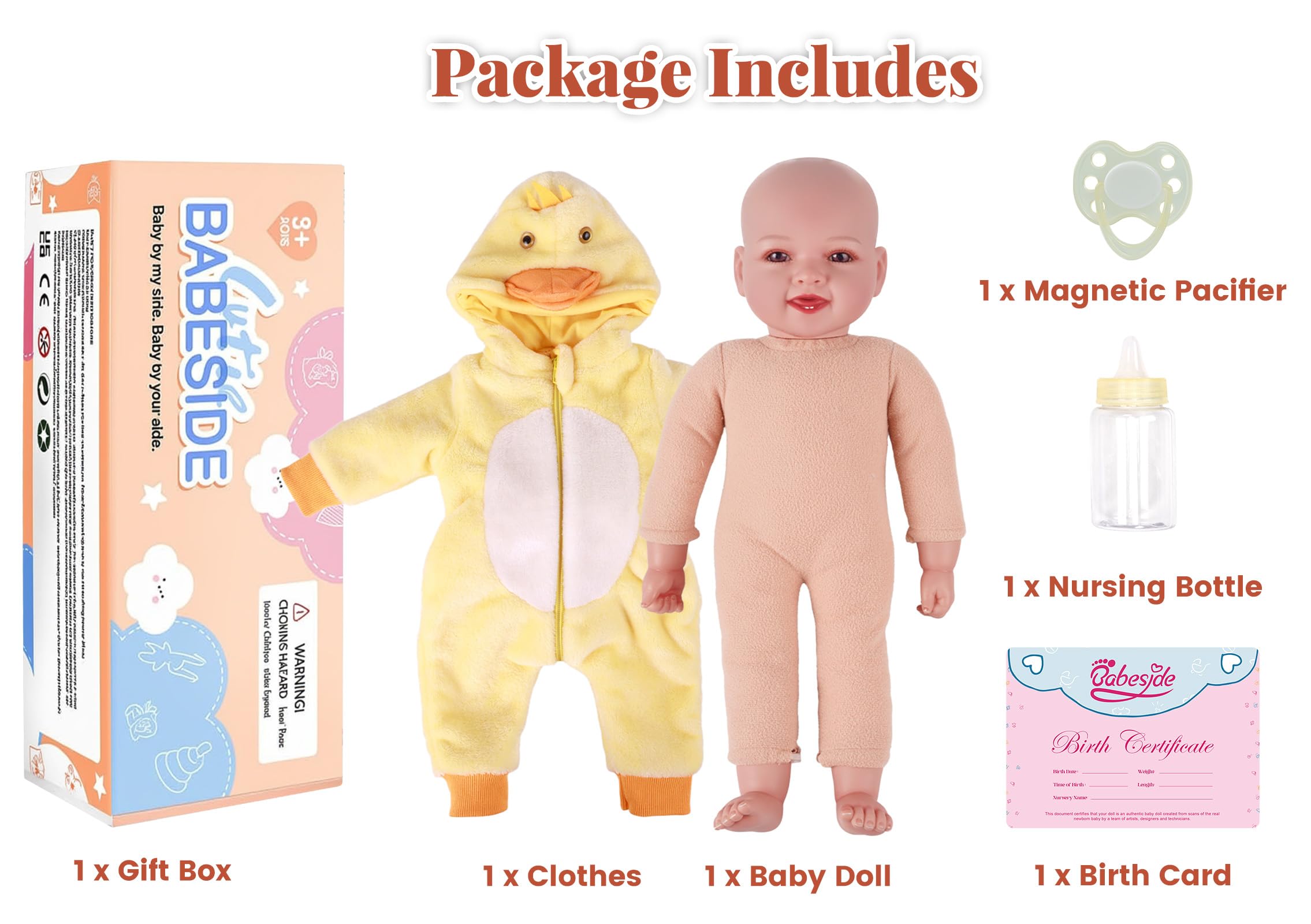 BABESIDE Baby Dolls Mia - 17 Inch Realistic Newborn Baby Doll Girl with Adorable Smile, Real Life Baby Dolls with Accessories for Kids Age 3+ Girls Gifts & Collection