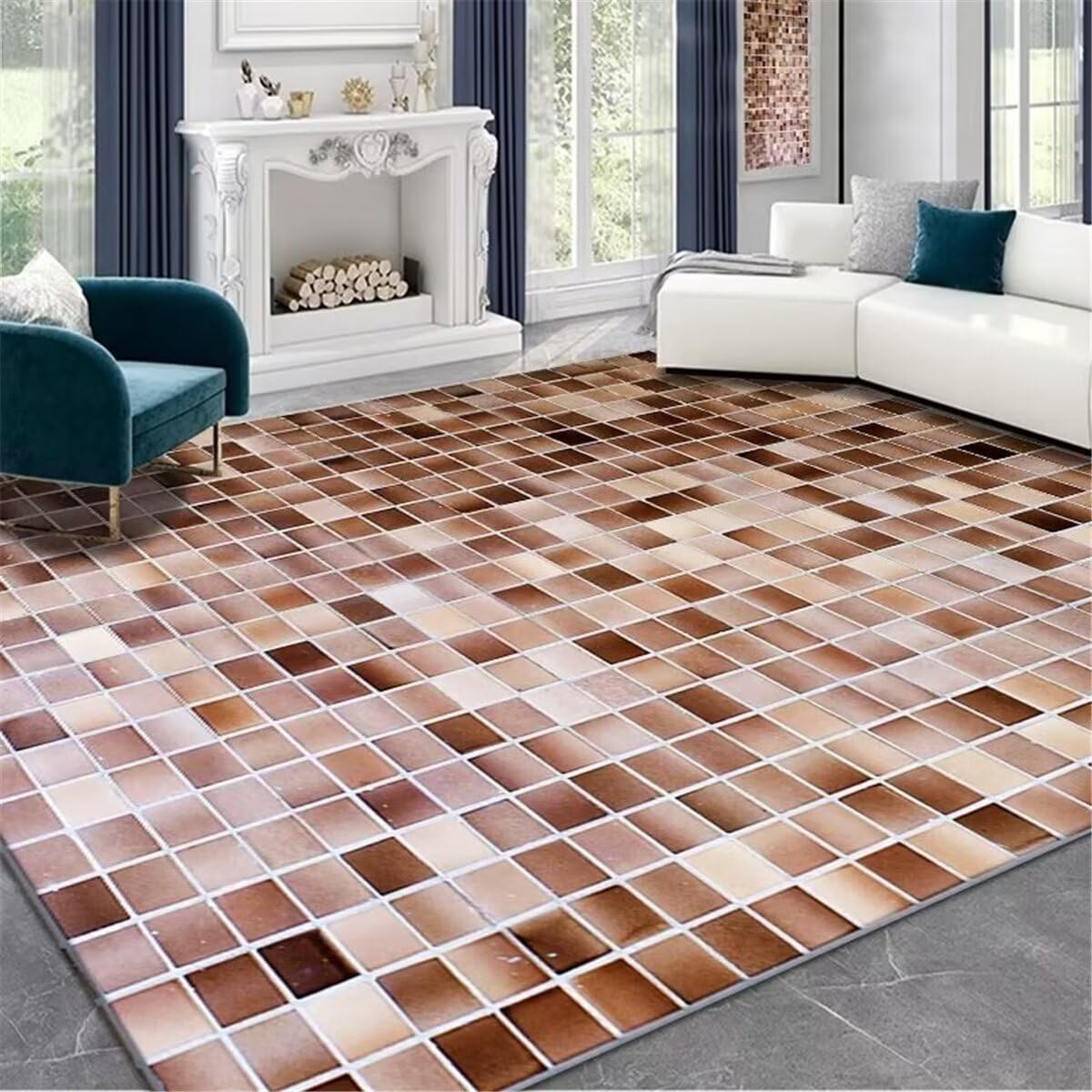 Tapis de salon moderne carré 160X230CM lavable pour l'intérieur et la terrasse