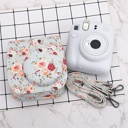 Miniatura 5 de Frankmate Funda protectora compatible con cámara de película instantánea Fujifilm Instax Mini 12 11 9 8 con bolsillo y correa ajustable (rosa retro)