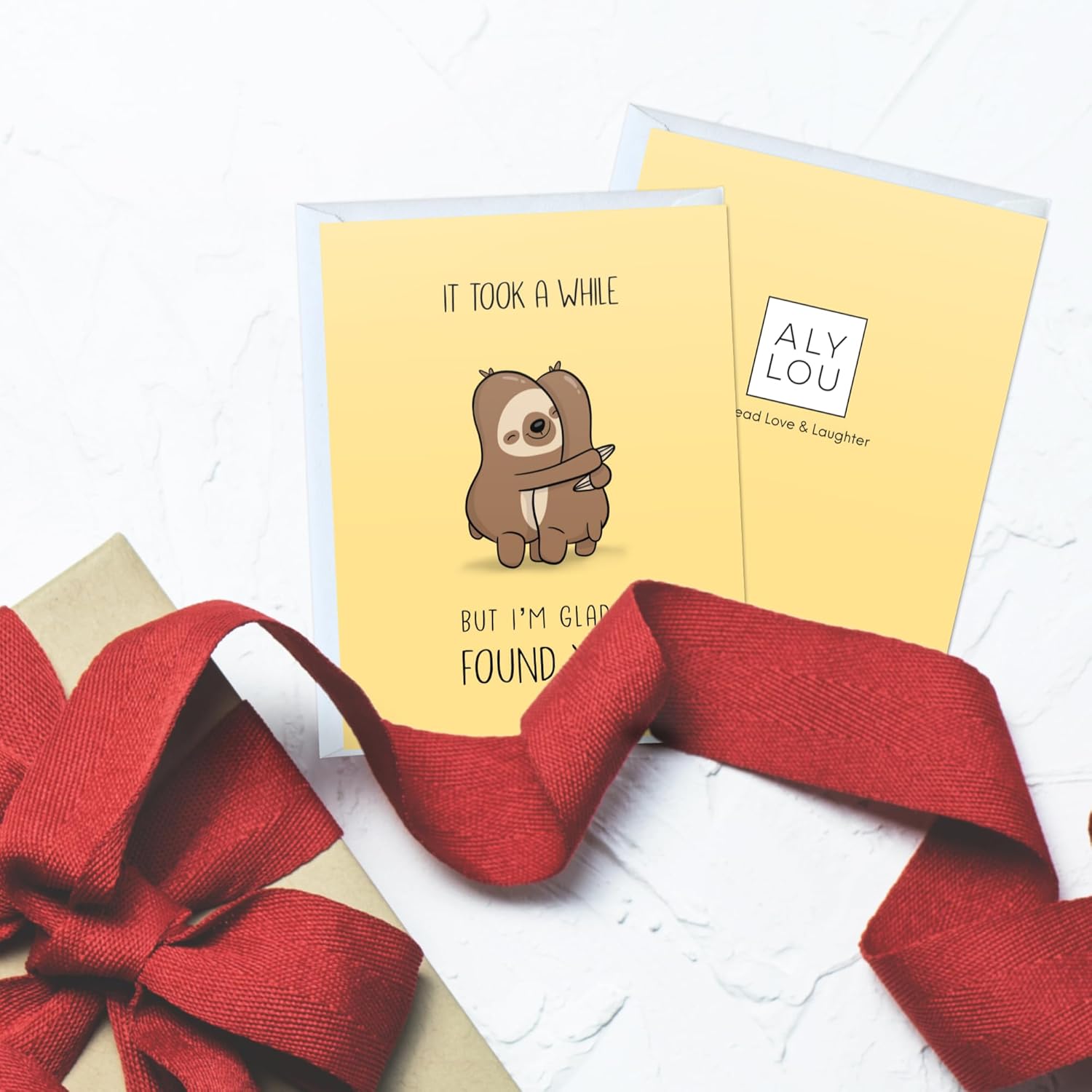 ALY LOU Funny Valentine’s Day Card for Boyfriend, Girlfriend, Husband, Wife – Cute Love Greeting Card for Him Her – Anniversary & Birthday Card, Blank Inside (It Took A While... Sloths) - Image 3