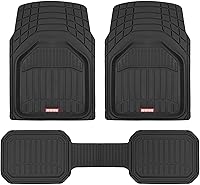 MotorTrend FlexTough Defender Deep Dish Floor Mats - All-Weather Heavy Duty Trim-to-Fit Liners for Car SUV Truck Van Black