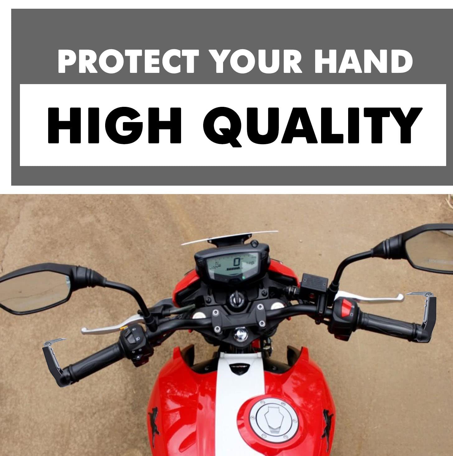 ASRYD Handlebar Brake Clutch Lever Hand Guard Protector Handlebar Hand Guard Universal for Bike (Black/Silver)