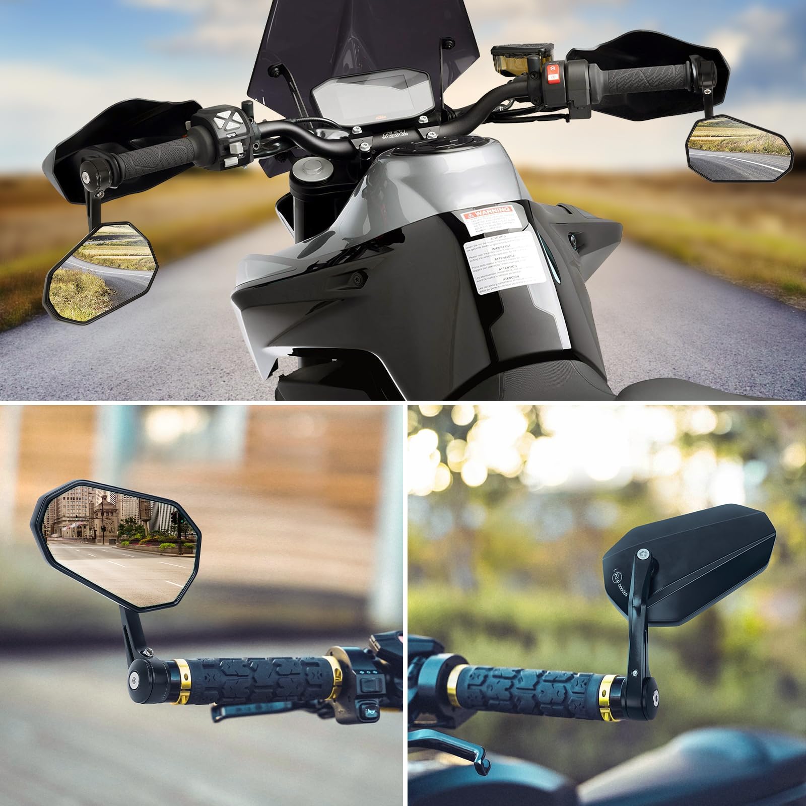 SUPAREE Specchietti Moto Specchietti Moto Manubrio omologati per Motociclo Scooter Cruiser (2 pezzi)