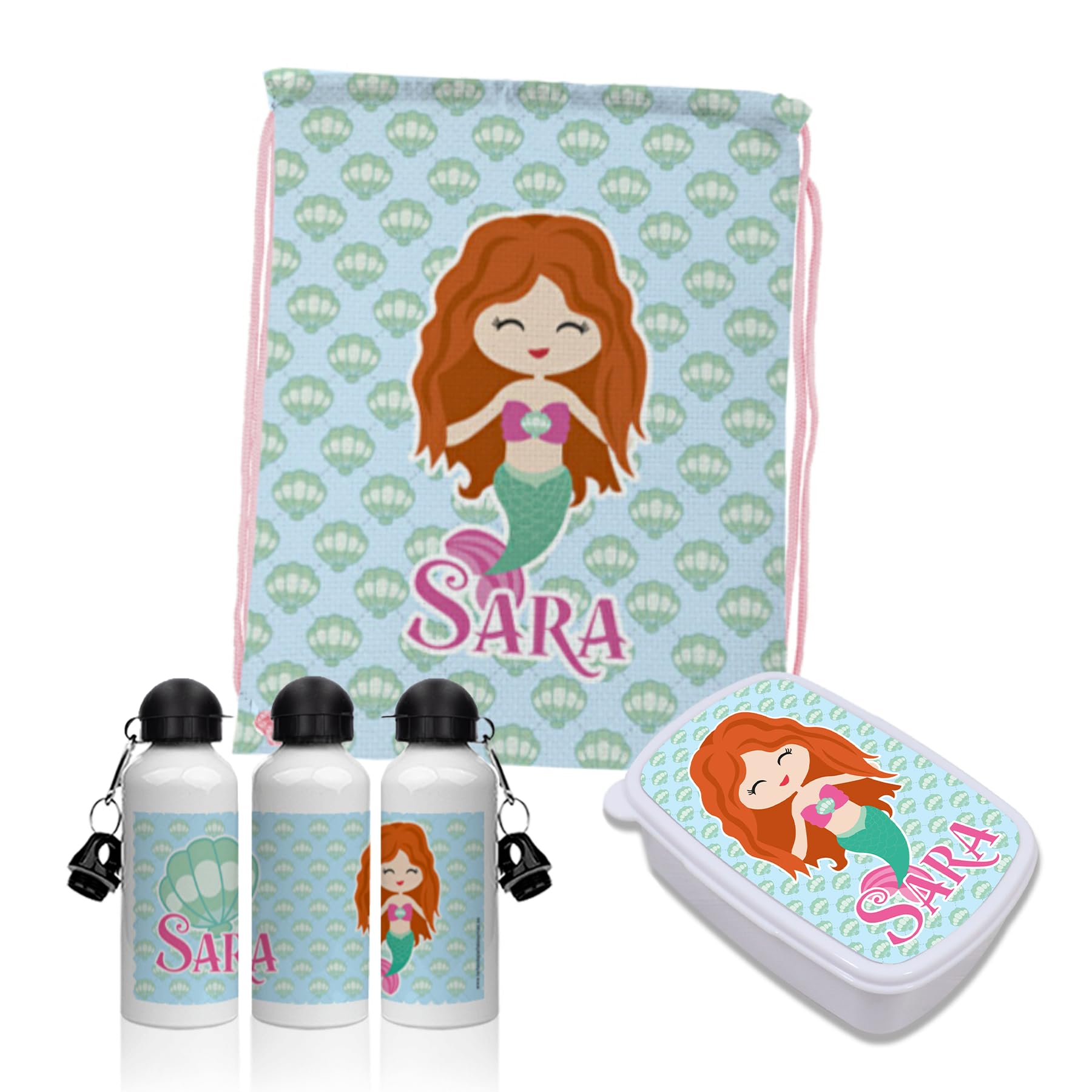 PACK VUELTA AL COLE Mochila de cuerdas, botella y fiambrera personalizada. Ideal para ir al colegio o actividades extraescolares. Regalos personalizados. Diferentes modelos a elegir