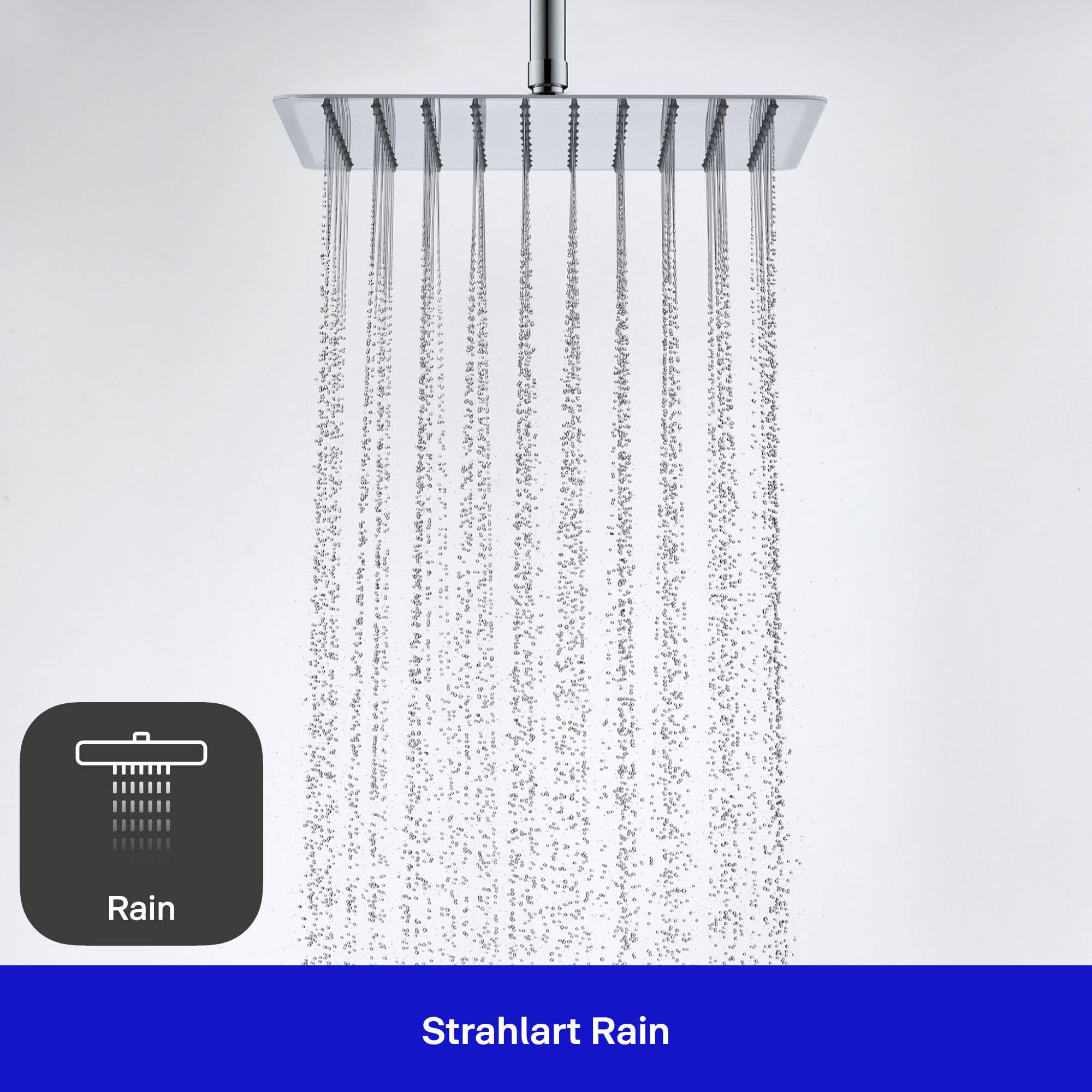 Duravit Universal Duschkopf aus Edelstahl, Duschbrause mit Strahlart Rain, Duscharmatur eckig (300 mm), Kopfbrause im Winkel verstellbar, Regendusche, Chrom