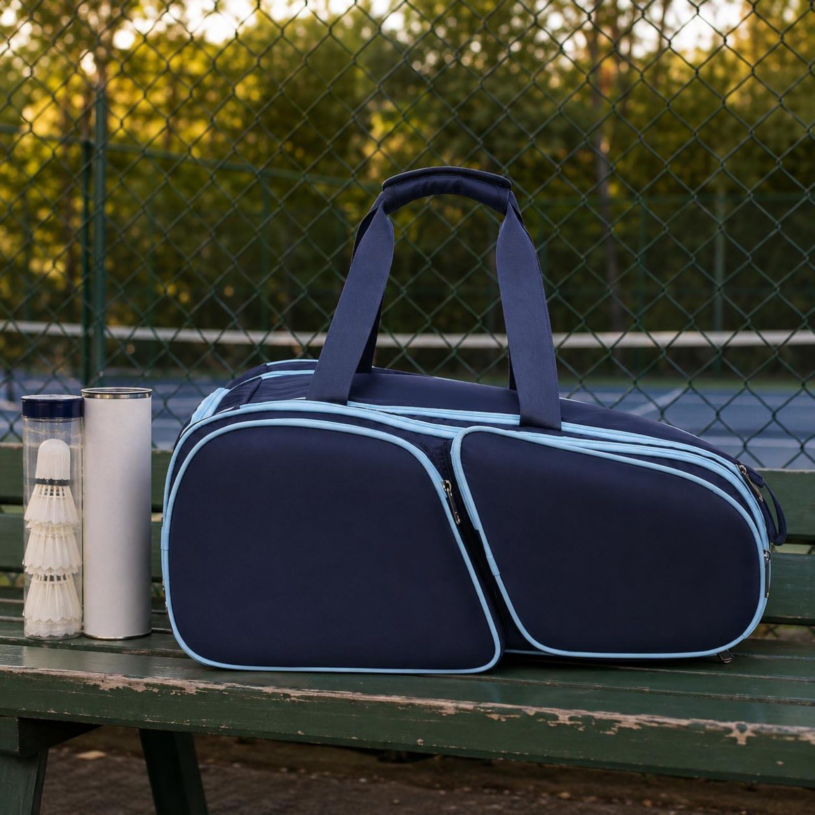 Borsa Racchette Tennis Scomparti con Cerniera Attrezzatura Sportiva Design Versatile Articolo Sportivo