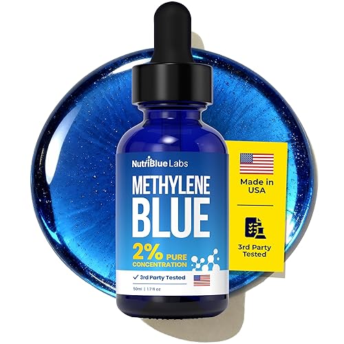 Solución de Azul de Metileno 2% Grado USP Grado Farmacéutico, Testeada por Terceros, Sin Formaldehído, Fabricada en EE. UU. - 50 ML