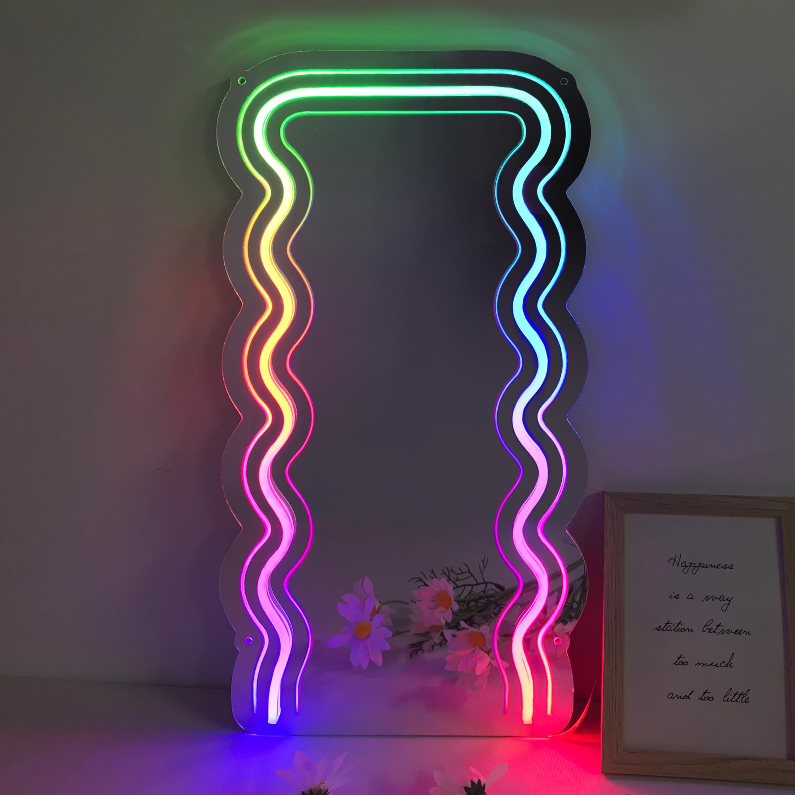 jXINDream Color Mirror Neon Sign With Remote, 10 * 21inches, Light with 210 Kinds of Color, For Dressing Mirror, Makeup Helper, Wall Decor, Bedroom, Living Room, Valentine's Day Gift