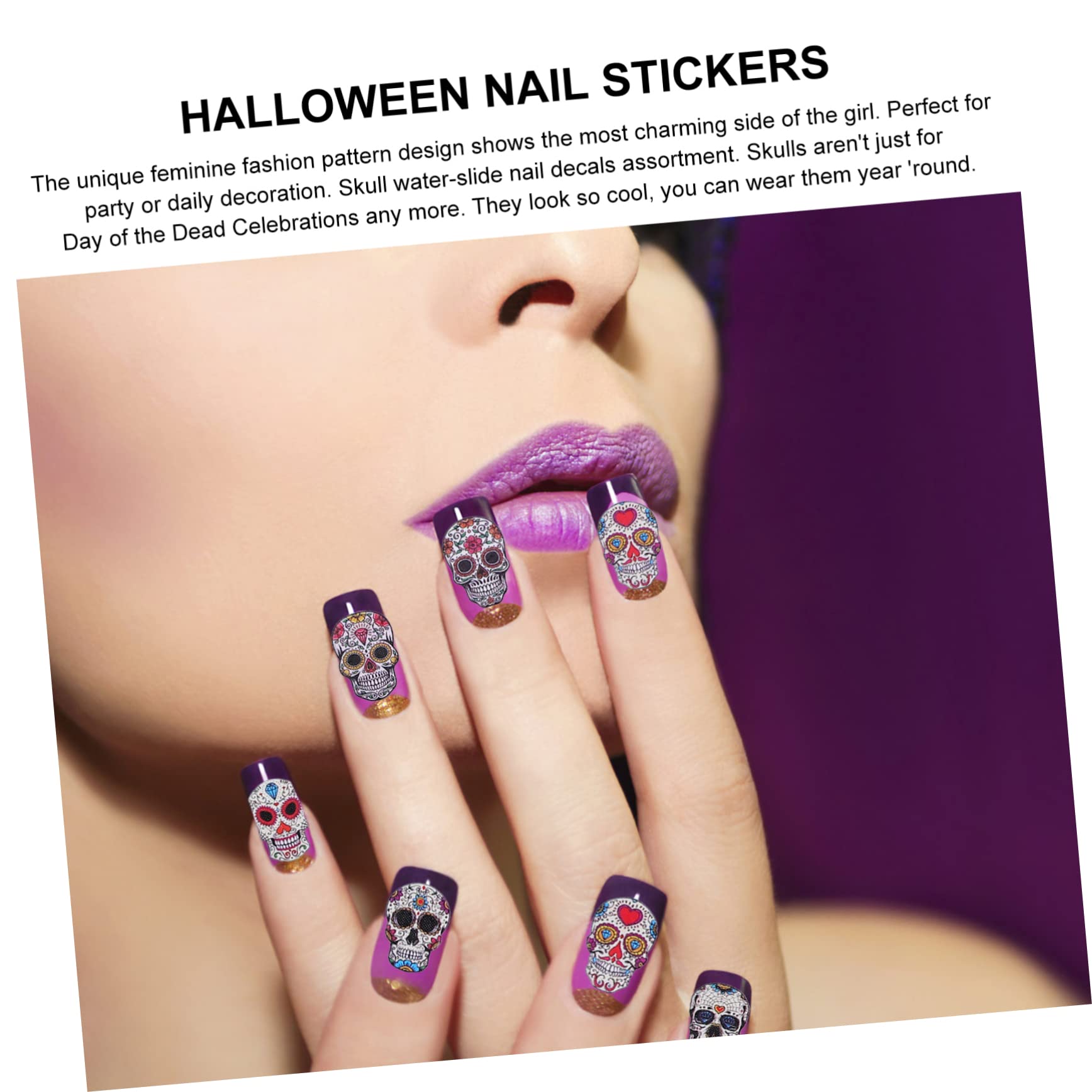 minkissy 40fogli Adesivi Per Unghie Tema Halloween Di Decalcomanie Con Teschi Per Decorazioni Unghie Perfetti Per Feste e Make-up Di Halloween