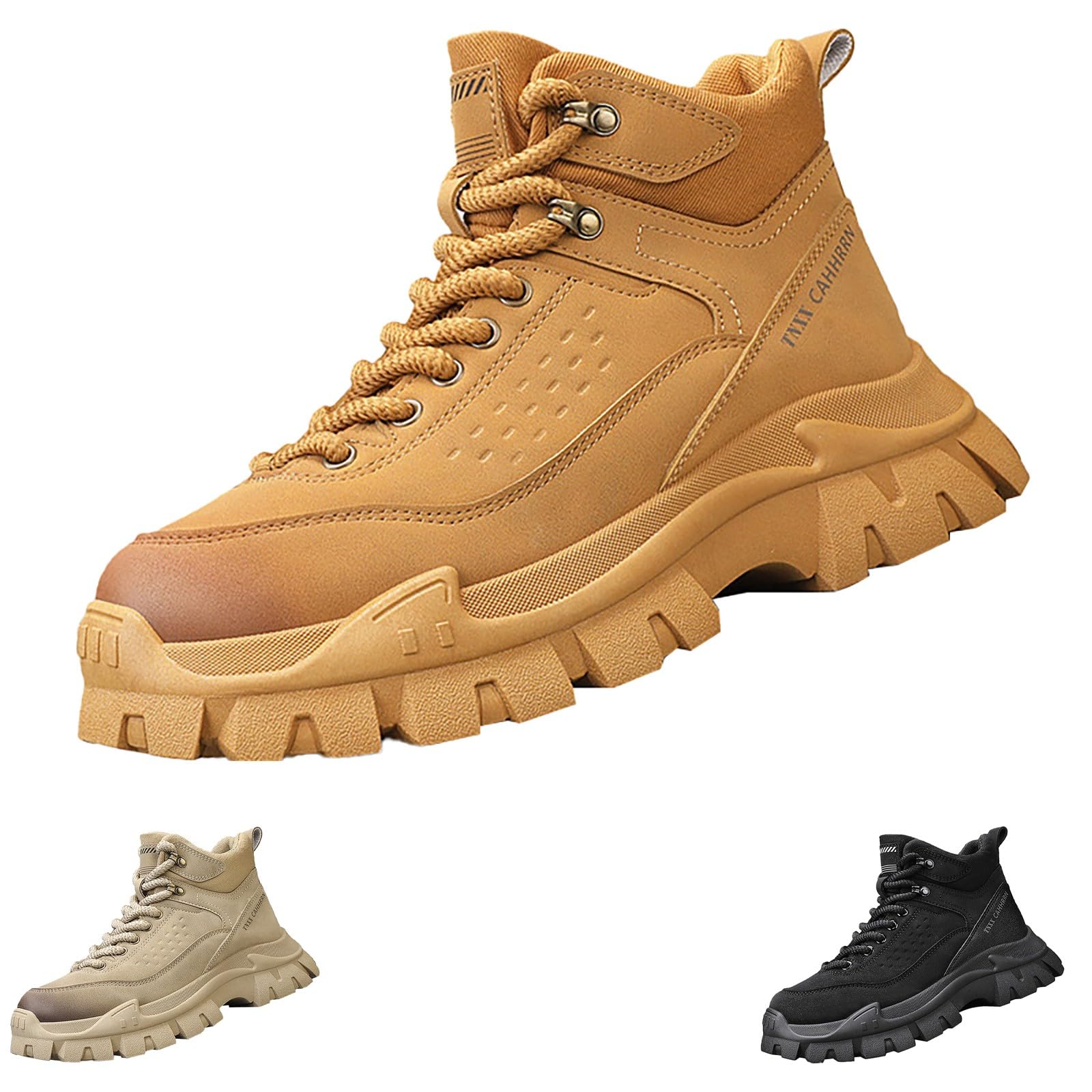 Chaussures de randonnée mi-hautes pour homme - Chaussures d'extérieur avec lacets - Semelle épaisse - Chaussures de marche imperméables - Antidérapantes - Confortables - Pour la randonnée et le sport