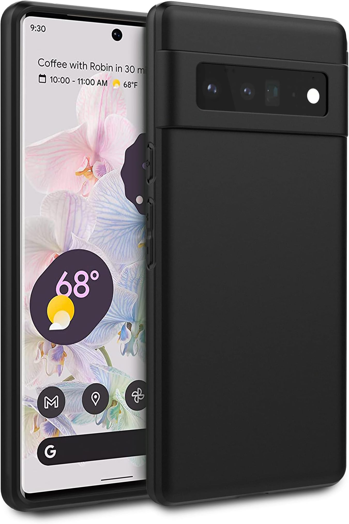 CACOE Google Pixel 6 Pro Case, Black Soft TPU Pixel 6 Pro Case (2021) Phone Cover Matte Finish Slim Profile, Black