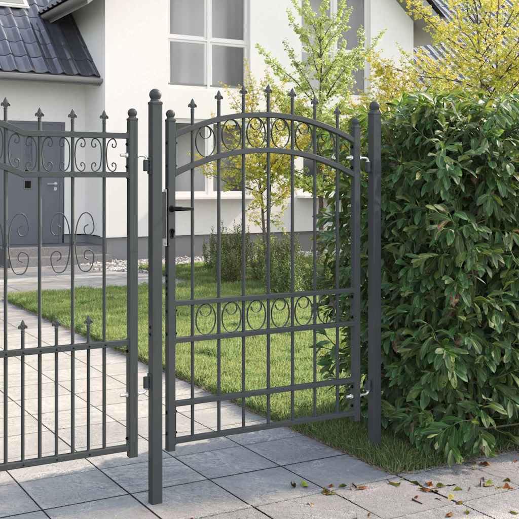 Brama ogrodowa EMMEN 170 x 100 cm ze stali malowanej proszkowo – stabilna metalowa brama do ogrodu i na taras ze słupkami i zamkiem