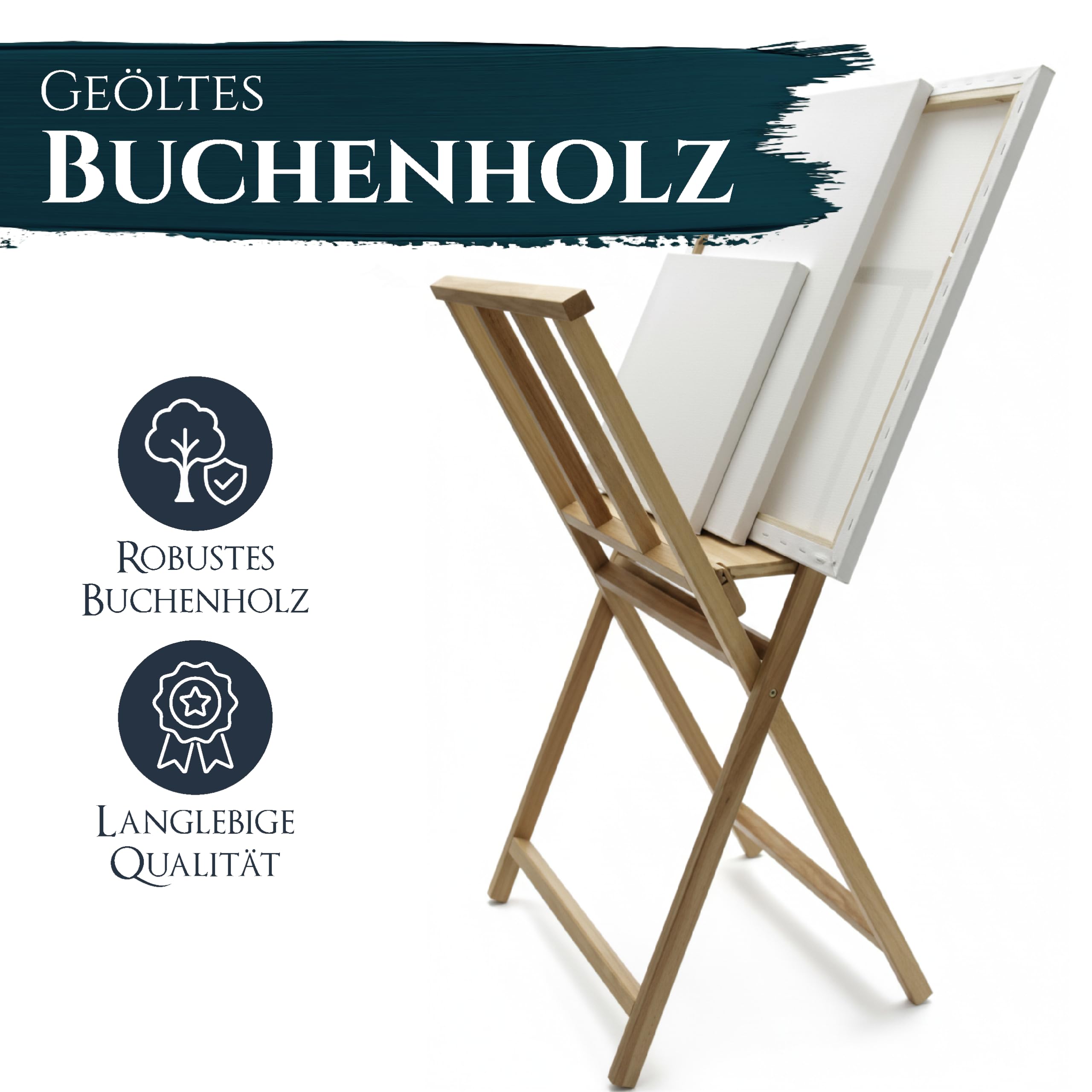 Artina Bilderwippe Bilderständer aus Buchenholz klappbarer Grafik-Ständer 65x48x71 cm – Bilderkrippe zur Aufbewahrung & Präsentation von Leinwänden, Zeichnungen, Gemälden