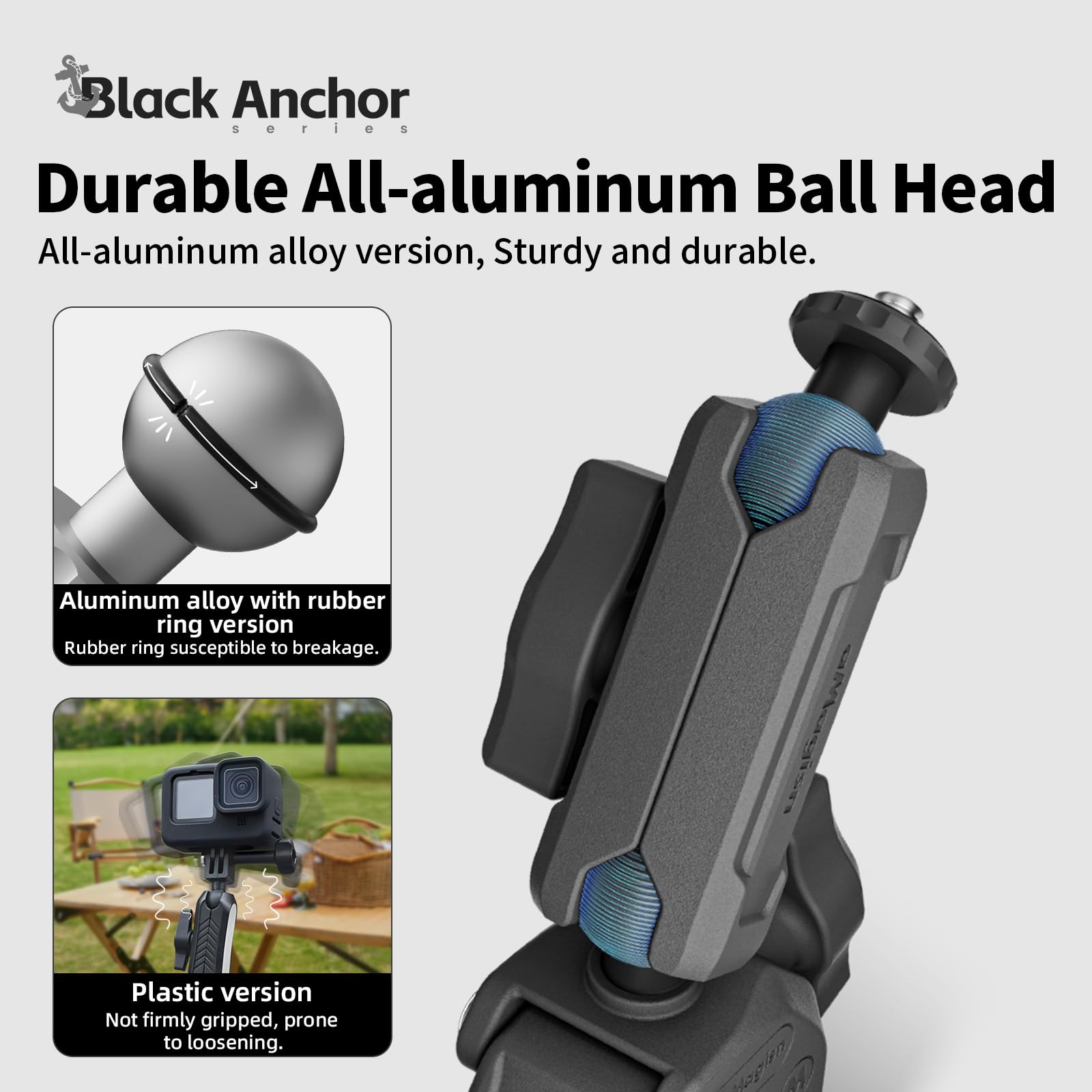 Mocowanie kamery Super Clamp z podwójną głowicą kulową 360°, uchwyt na kierownicę roweru/roweru/motocykla do GoPro Max Hero 13 12 11 10 9 8 7, DJI Osmo 360 Action 5 Pro 4 3, Insta 360 X4 X5