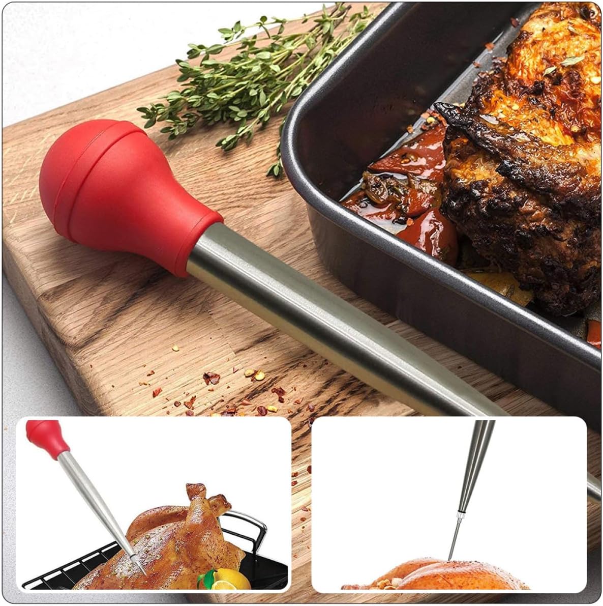 Alipis Turkey Marinade Injector Kit Baster Needle Food-Grade Stainless Steel Meat Injector for Grilling BBQ and Smoking for Turkey Chicken and Other Meats