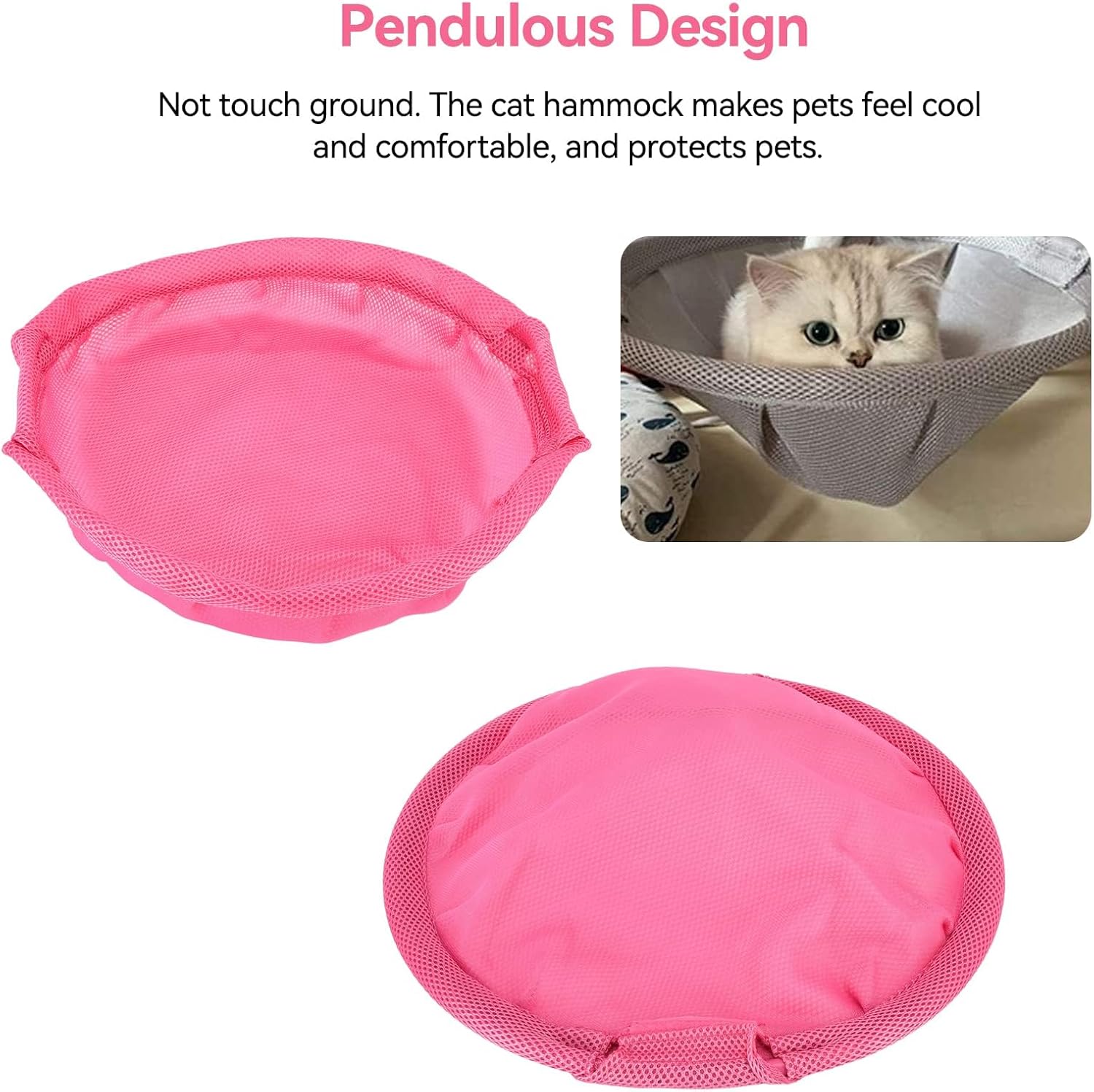 review Cat Beds, Cat and Dog Hammock Bed Portable Indoor Outdoor Cat Bed Elevated Pet Bed Hammock Dog Bed Comfortable Pet Hammock for Cats and Small Dogs (Without Rack)(Pink)