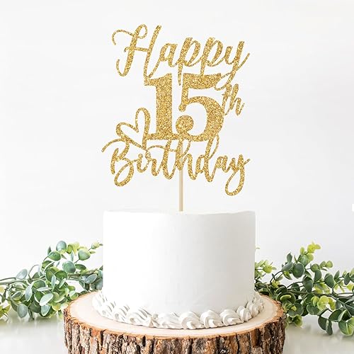 Miniatura 3 de Decoración para pastel de cumpleaños de 15 años, decoraciones de cumpleaños de 15 años, saludos a los 15 años, Hello 15, 15th Happy Birthday Party