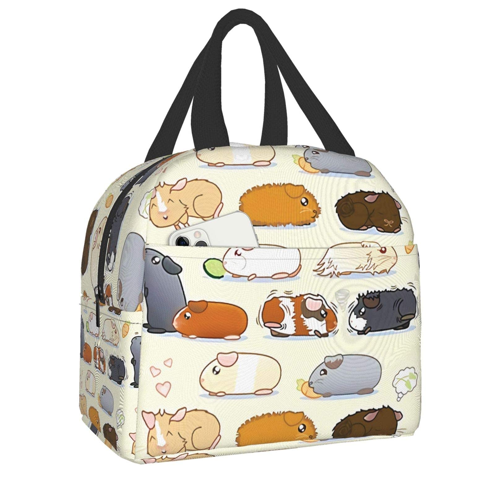 Guinea Pig Parade Lunch Bag Boxes Tote Insulated Reusable,Lunch Bag Lunchbox Durable Waterproof Zipper Hangbag Portable for Boys Girls School Supplies