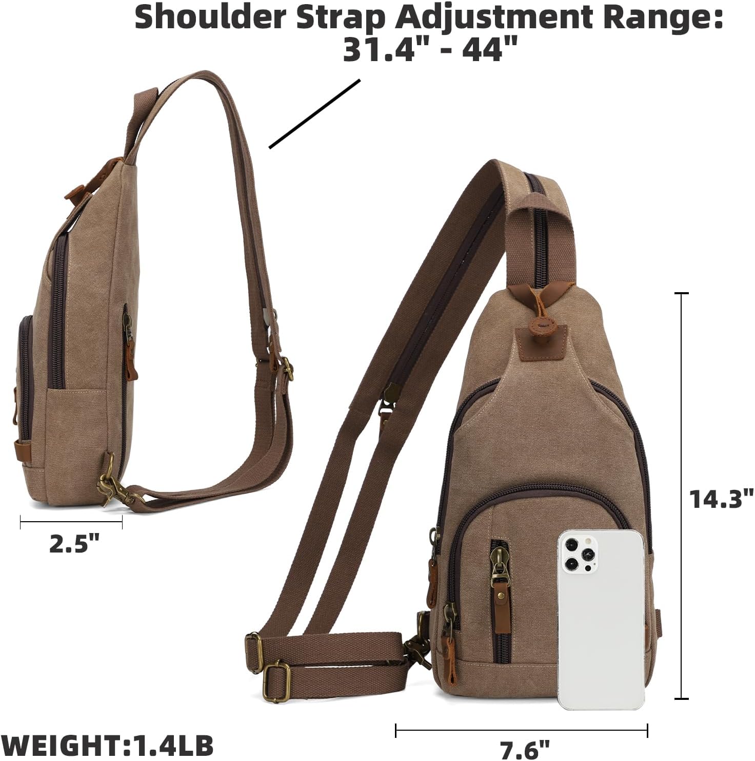 KL928 Canvas Sling Bag Crossbody Backpack Shoulder Casual Rucksack for Men Women - Image 2