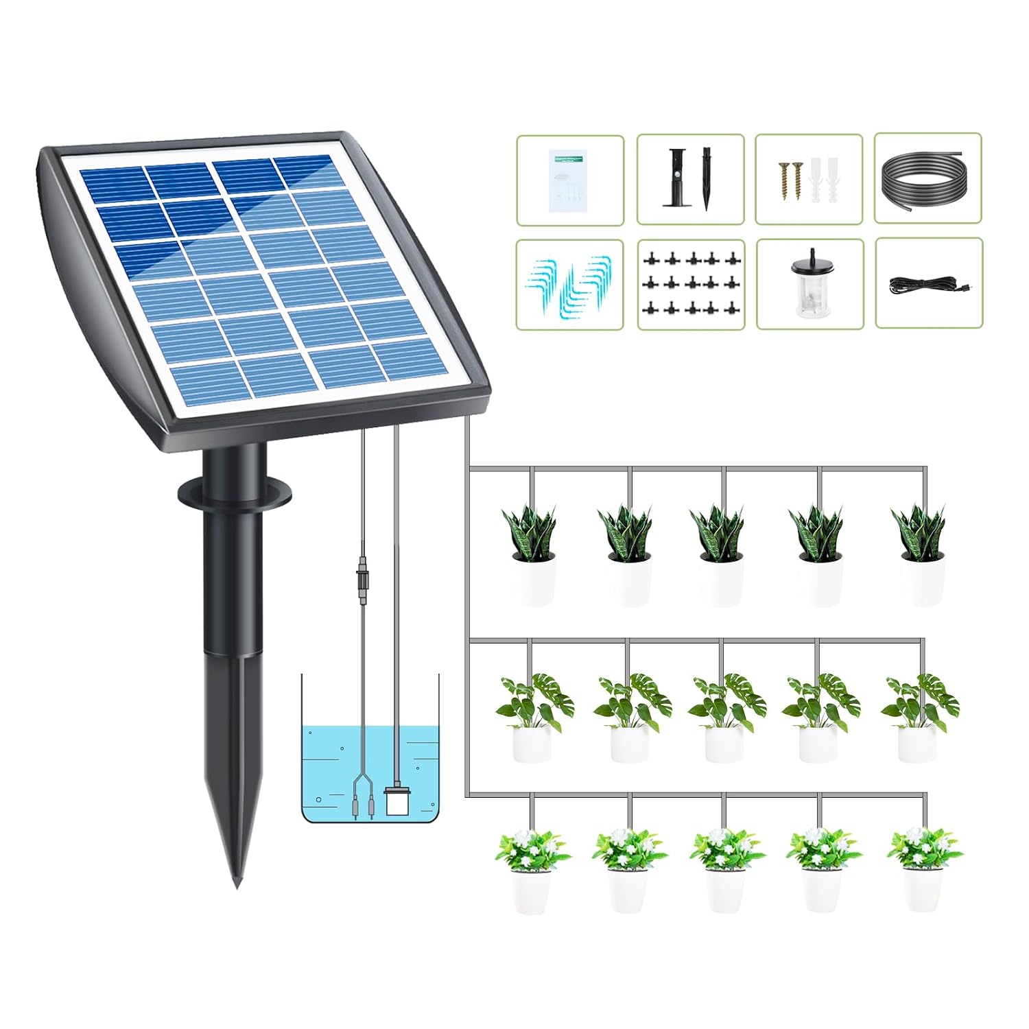 ExGizmo Solar Automatic Irrigation System,Drip Irrigation Kit,Indoor