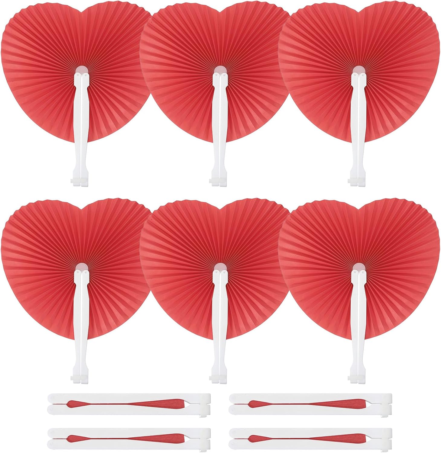 PATIKIL Heart Shape Paper Hand Fans, 20 Pack Bulk Folding Fan Handheld with Plastic Fan Handles for Wedding Party Decoration Birthday Guest Favors DIY Supplies, Purple