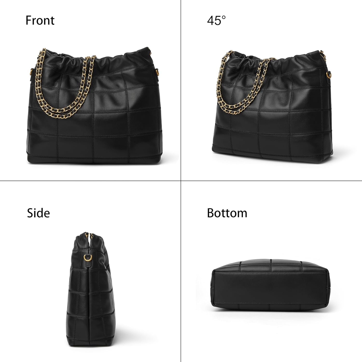 Doris&Jacky Quilted Leather Shoulder Bag for Women, Medium Designer Tote Bag and Soft Lambskin Handbags with Crossbody Strap - Image 5