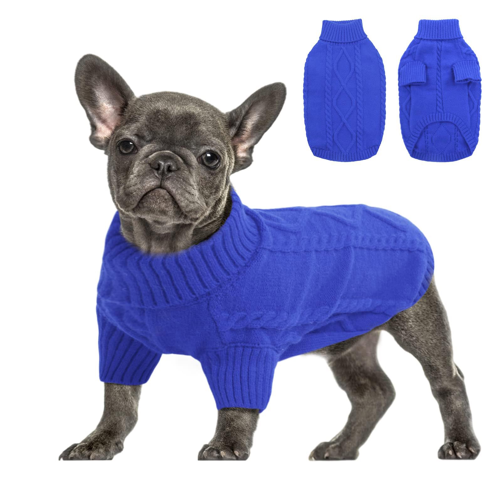 Queenmore Maglione Per Cani Taglia Media, Maglioncino Bassotto Caldo, Felpa A Collo Alto Ritorto, Vestiti Per Gatti, Elastico Per Bulldog Francese Barboncino Chihuahua, Blu, M