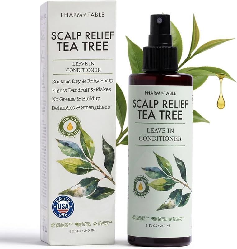 Leave In Conditioner Spray - Tea Tree Scalp Treatment | Anti-Dandruff and Dry & Itchy Scalp, Hydrating & Medicated Formula for Psoriasis and Scalp Care - Detangles & Nourishes Hair.