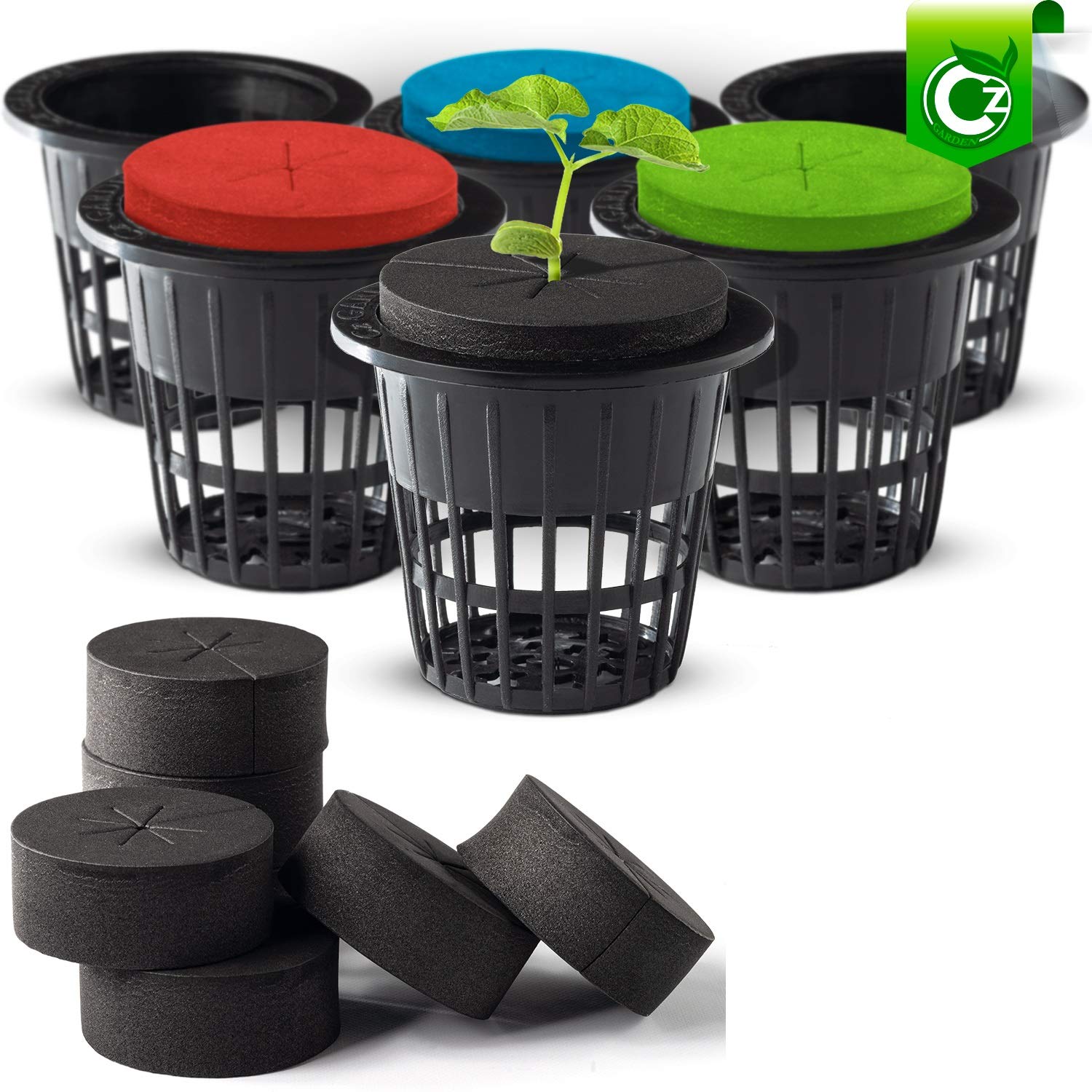 2 inch Net Cups + Cloning Collar Inserts Combo 25 Pack for DIY Cloners (2 inch Black Pots + Black Inserts)