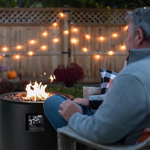 Miniatura 6 de Four Seasons - Chimenea de gas de propano para exteriores, para patios, 23 pulgadas, color negro, redondo