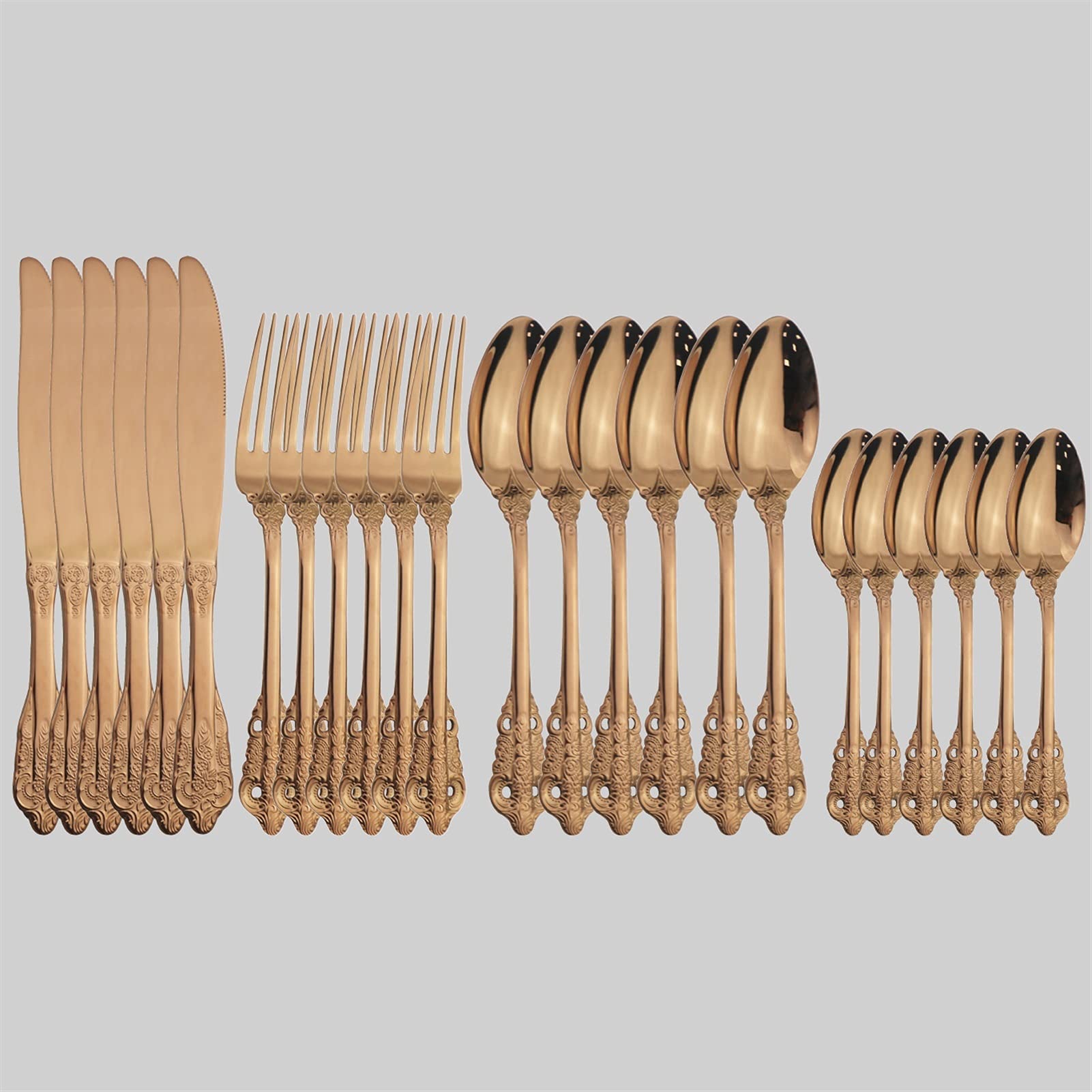 24pcs Silver Sellware Sets 18/10 Acero inoxidable Cubiertos occidentales Cuchillo Cuchillo Tenedor Cuchara Sildeware Vajilla Vajilla (Color : Rose)