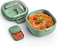 PEDECO Single Layer Bento Lunch Box with Removable Stainless Steel Container, BPA-Free Leakproof for Kids Adults - Green, Dishwasher Safe