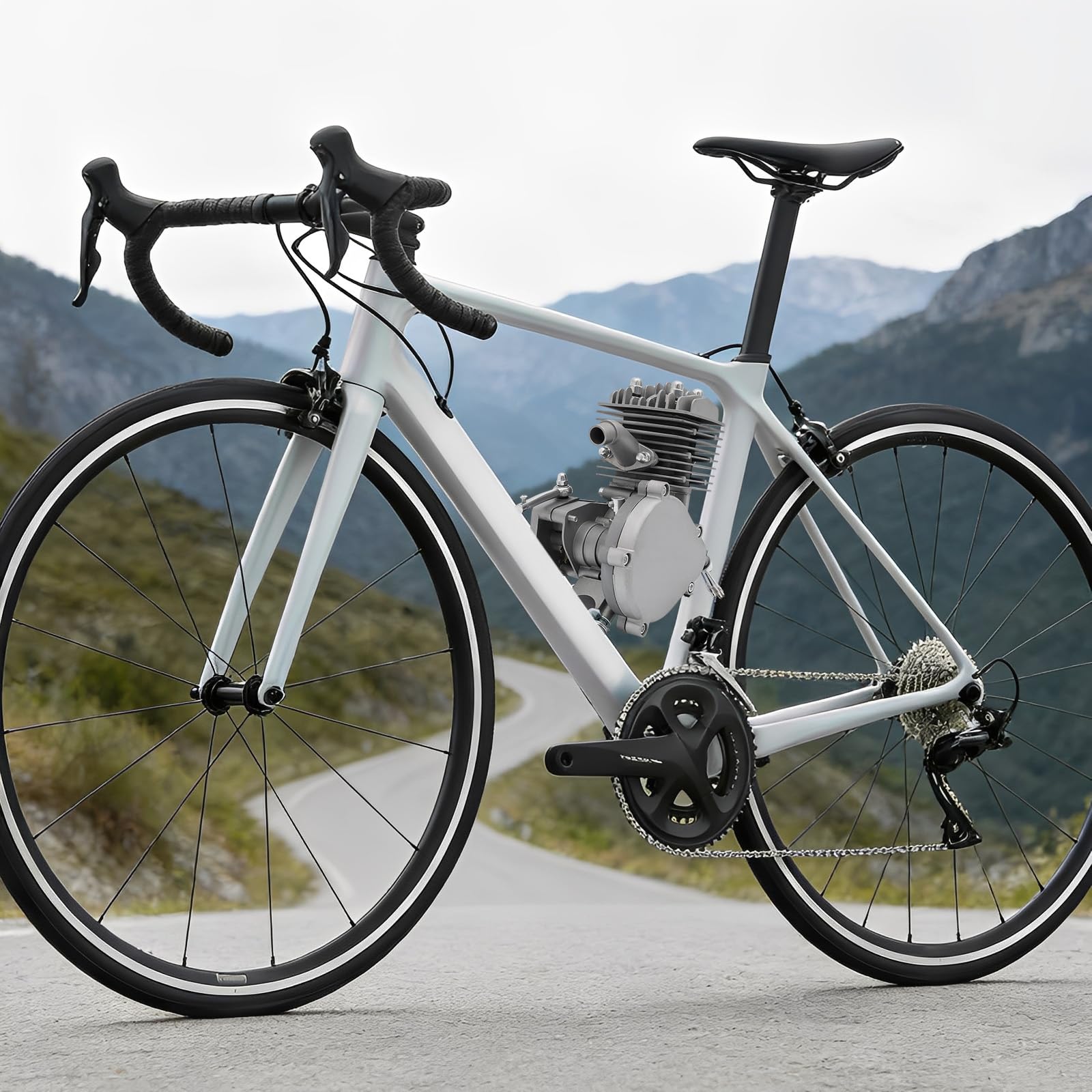 Fahrrad Motor Kit 2 Takt 80 cc, Motor Fahrrad CDI Zündsystem Benzinmotor 180 kg Tragkraft Engine Luftgekühlt Fahrradmotor-Set für Fahrräder, Mountainbikes und Rennräder Bis 40km/h