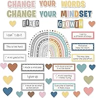 Vista 1 de 40 pósteres de mentalidad de crecimiento, afirmaciones positivas, decoración de pared para aula, carteles motivacionales con lemas positivos