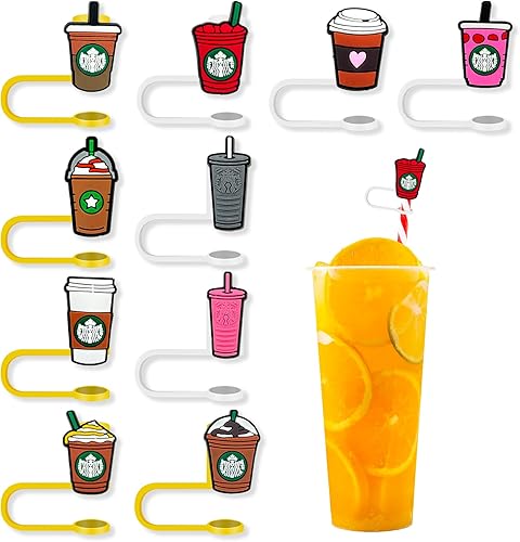 10 vasos de café para vaso de café, 0.315 in, protector reutilizable, puntas de popote para accesorios de taza (10 unidades, café de 0.315 pulgadas)