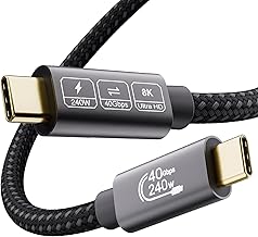 EUDOBEL USB4 Kabel mit Thunderbolt 4 Kabel 3m,40Gbps Datenkabel,Schnellladung 240W 48V/5A,8K@60Hz 4K@144Hz Thunderbolt 3 Kable für iPhone16,iPhone15,MacBook,Monitor, Galaxy S24,iPad,Switch,VR,eGPU