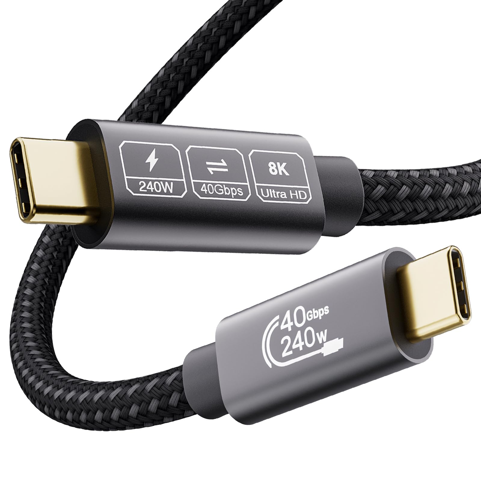 USB4 Kabel mit Thunderbolt 4 Kabel 3m,40Gbps Datenkabel,Schnellladung 240W 48V/5A,8K@60Hz 4K@144Hz Thunderbolt 3 Kable für iPhone16,iPhone15,MacBook,Monitor, Galaxy S24,iPad,Switch,VR,eGPU
