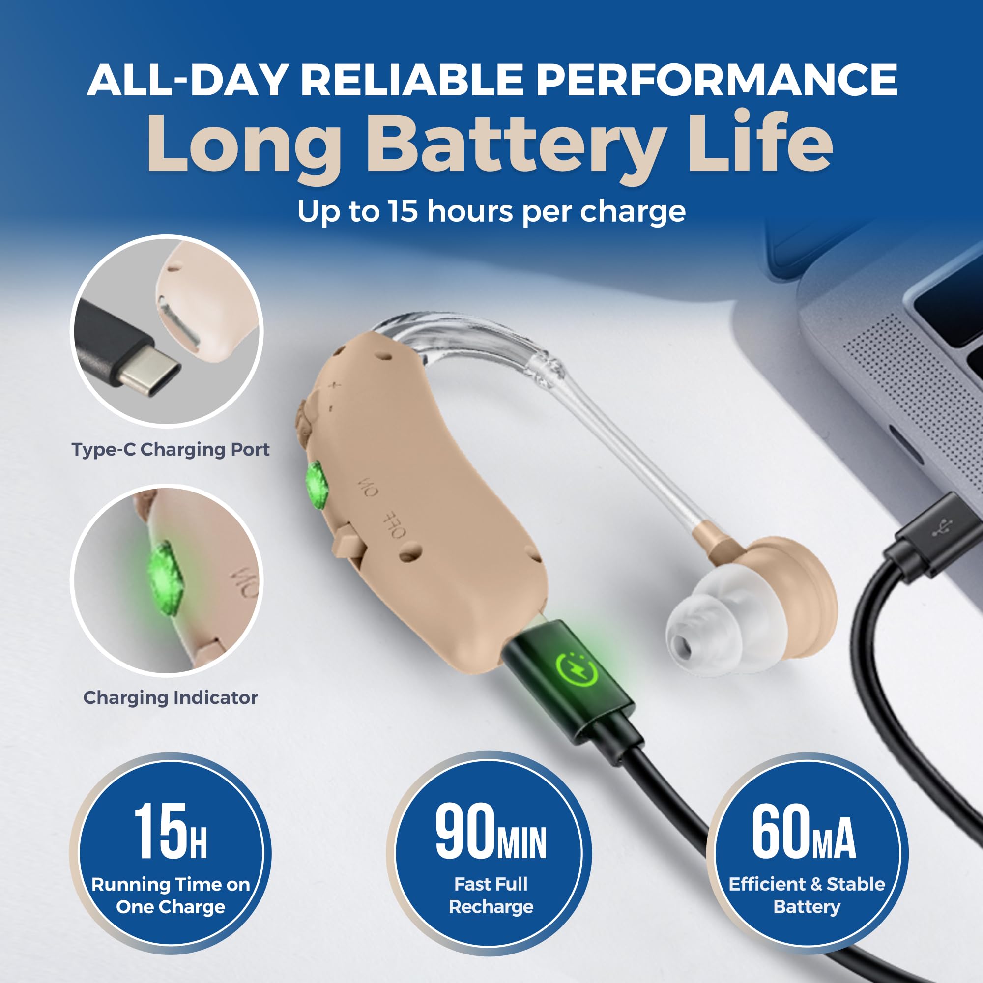 MEDca Amplificateur auditif d'oreille numérique de haute qualité RECHARGEABLE BTE